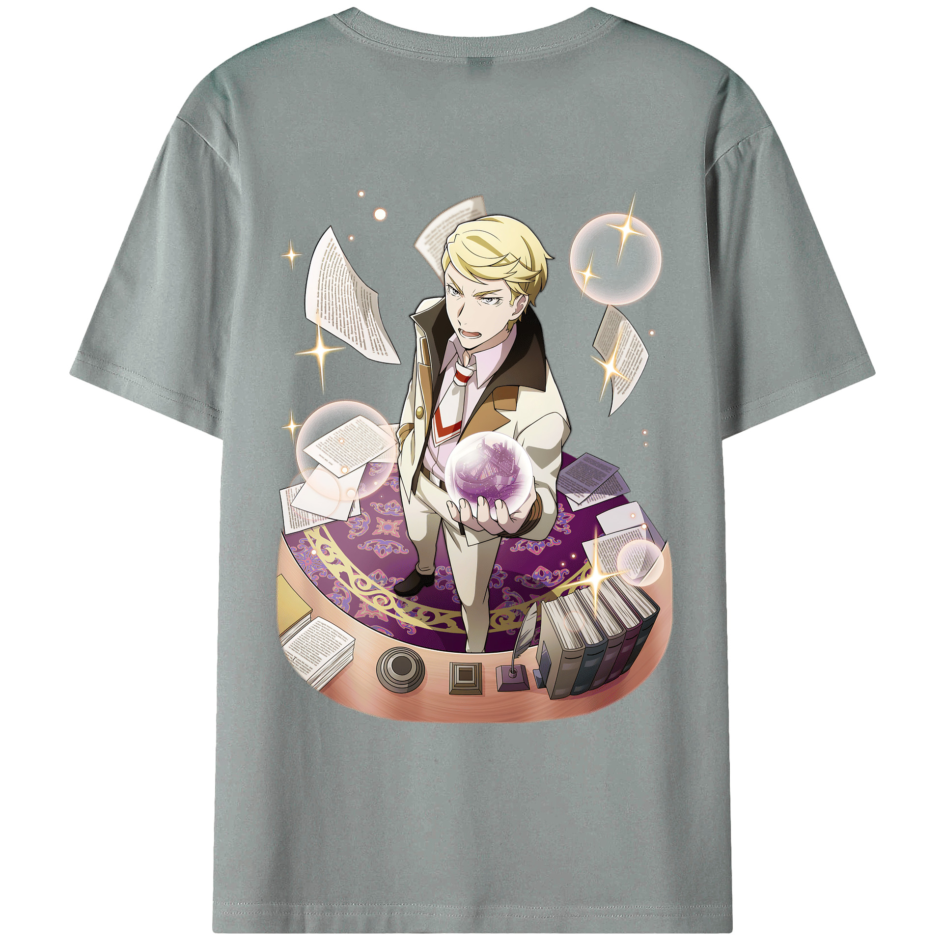 （画像用） 文豪ストレイドッグス Bungo Stray Dogs 綿100％ メンズ半袖Tシャツ（バックプリント） 通気性